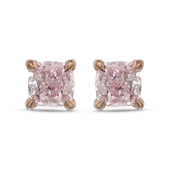 Light Pink Cushion Stud Diamond Earrings