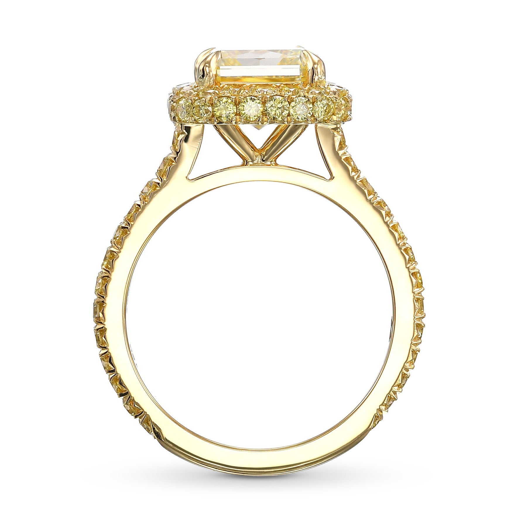 Fancy Yellow Radiant Halo Diamond Ring
