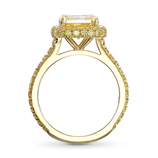 Fancy Yellow Radiant Halo Diamond Ring