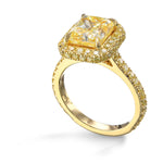 Fancy Yellow Radiant Halo Diamond Ring
