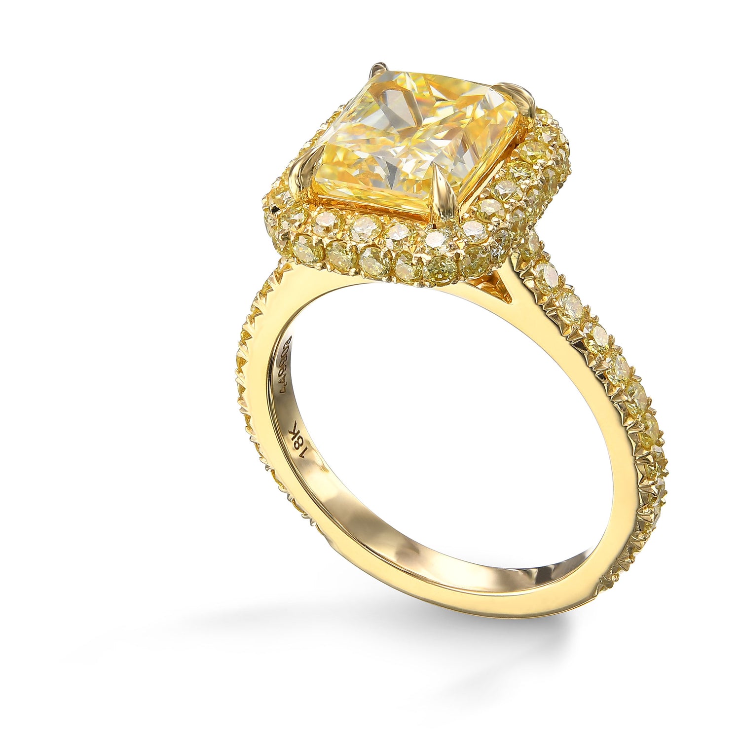 Fancy Yellow Radiant Halo Diamond Ring