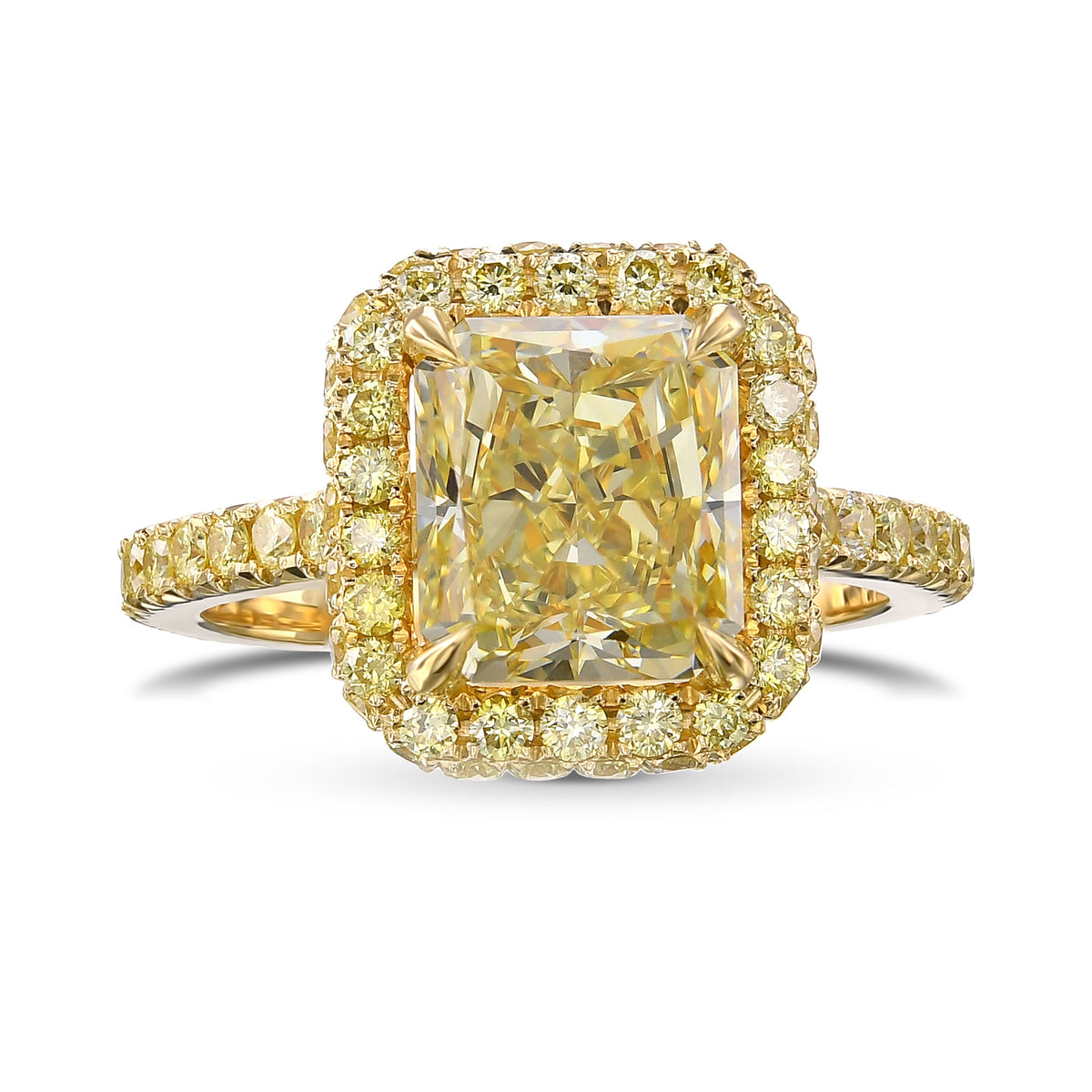 Fancy Yellow Radiant Halo Diamond Ring