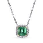 Colombian Emerald and Diamond Halo Pendant