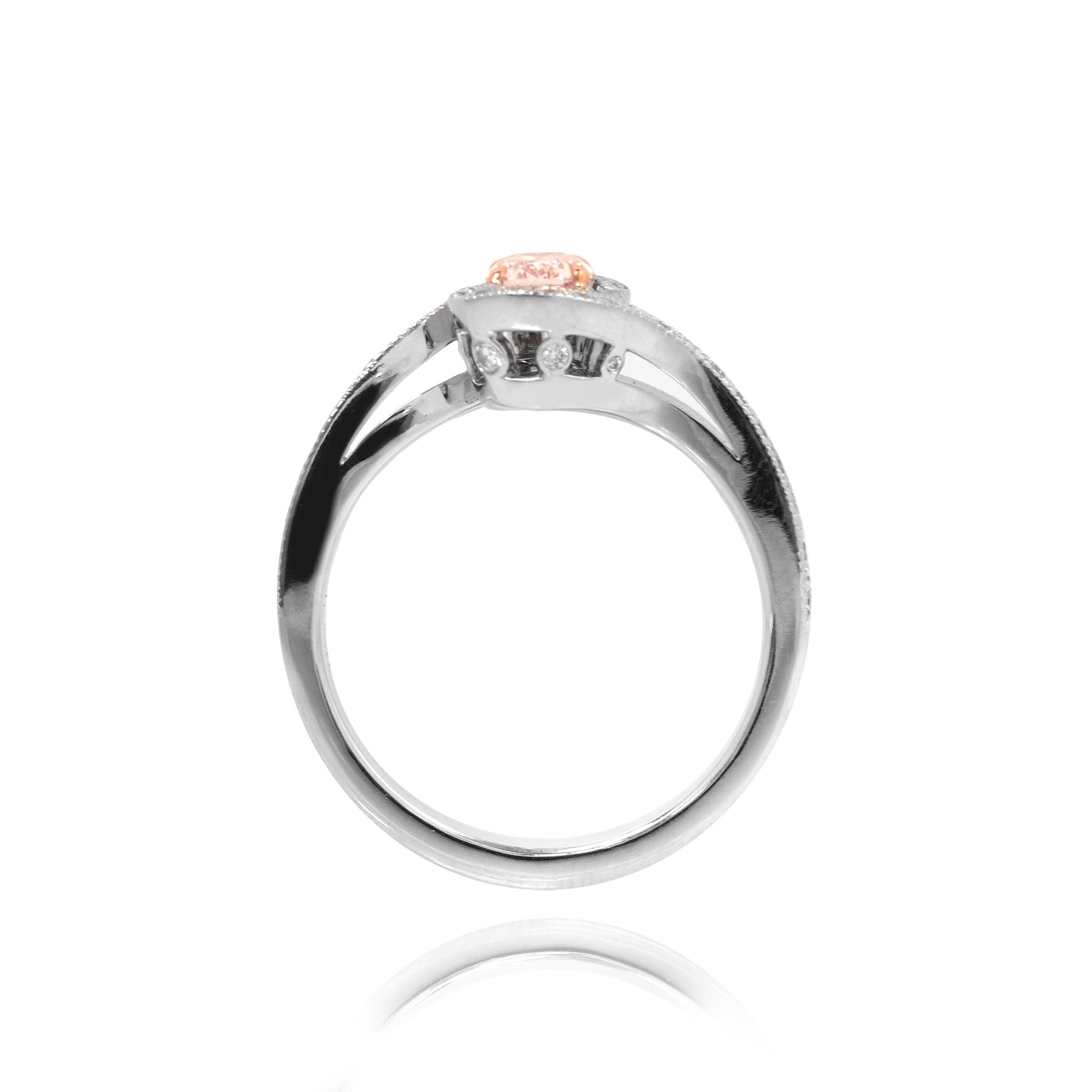 Light Pink Oval Diamond Cross-Over Ring