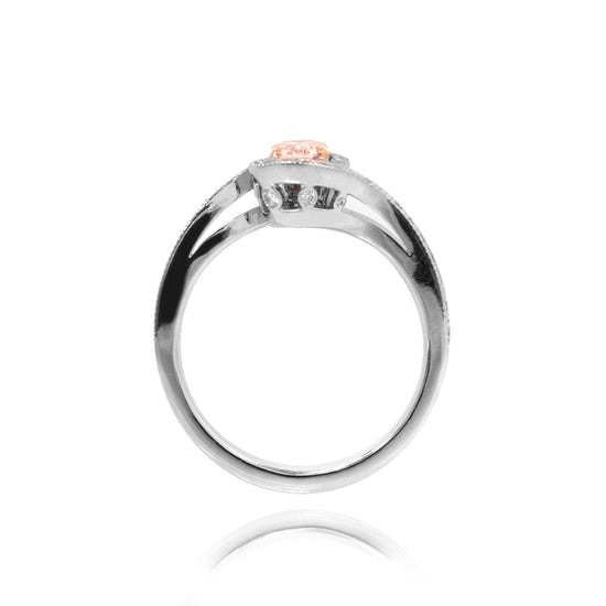 Light Pink Oval Diamond Cross-Over Ring