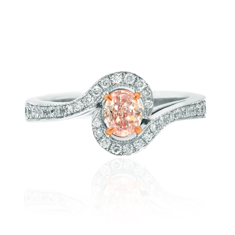 Light Pink Oval Diamond Cross-Over Ring