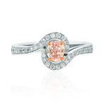 Light Pink Oval Diamond Cross-Over Ring