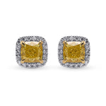 Fancy Intense Yellow Cushion Diamond Halo Earrings