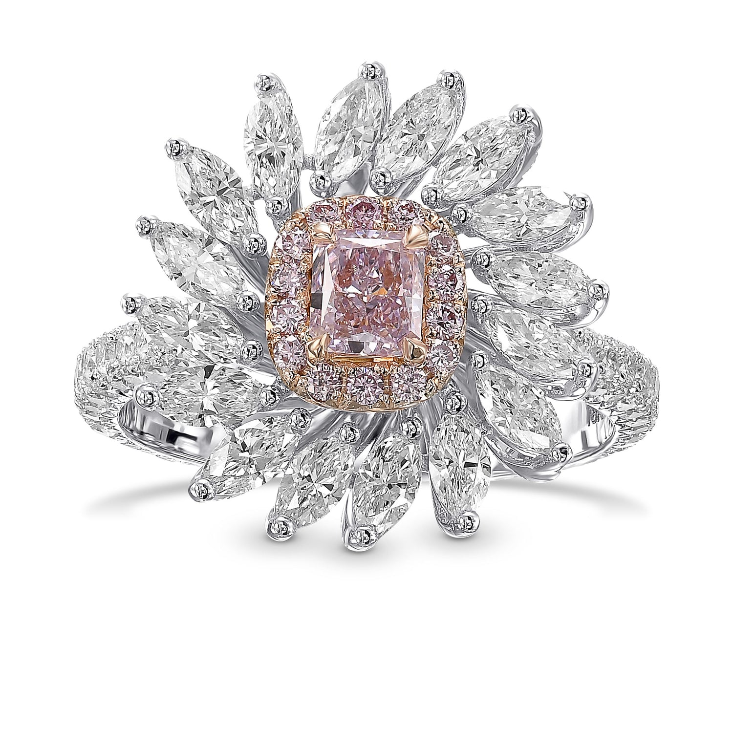 Fancy Purplish Pink Radiant Diamond Dress Ring