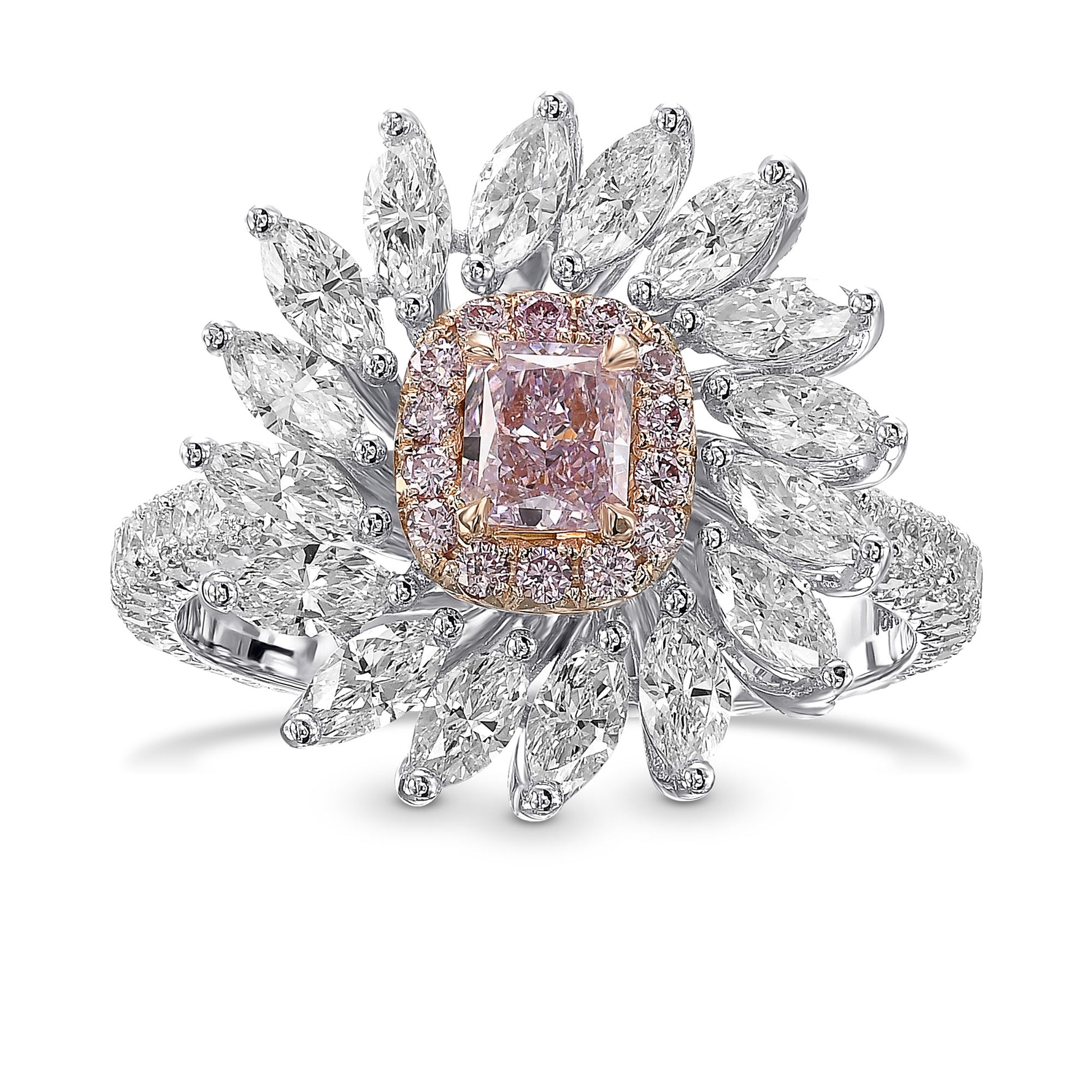 Fancy Purplish Pink Radiant Diamond Dress Ring