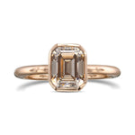 Fancy Yellowish Brown Emerald Shape Solitaire Diamond Ring
