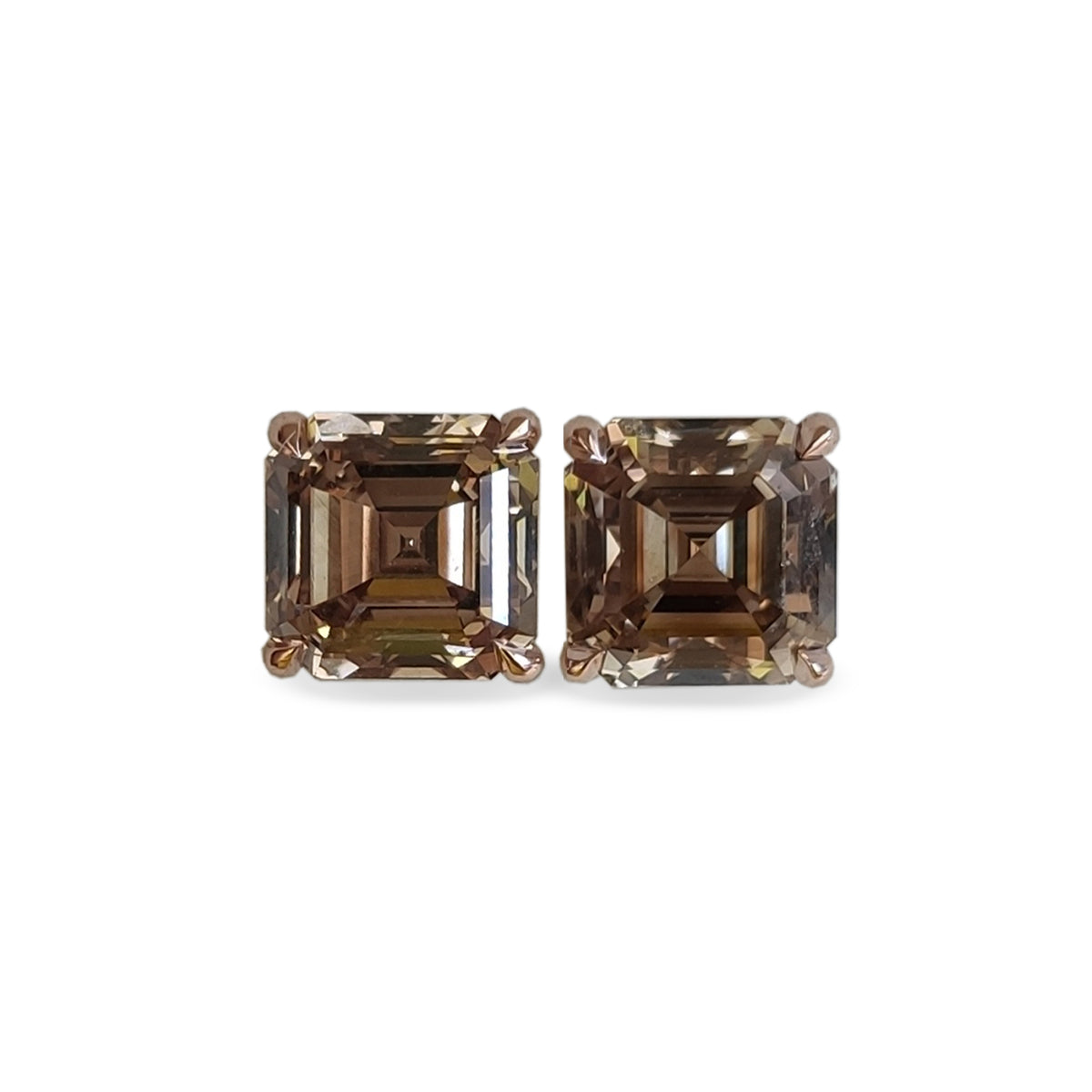 Champagne Asscher Diamond Stud Earrings