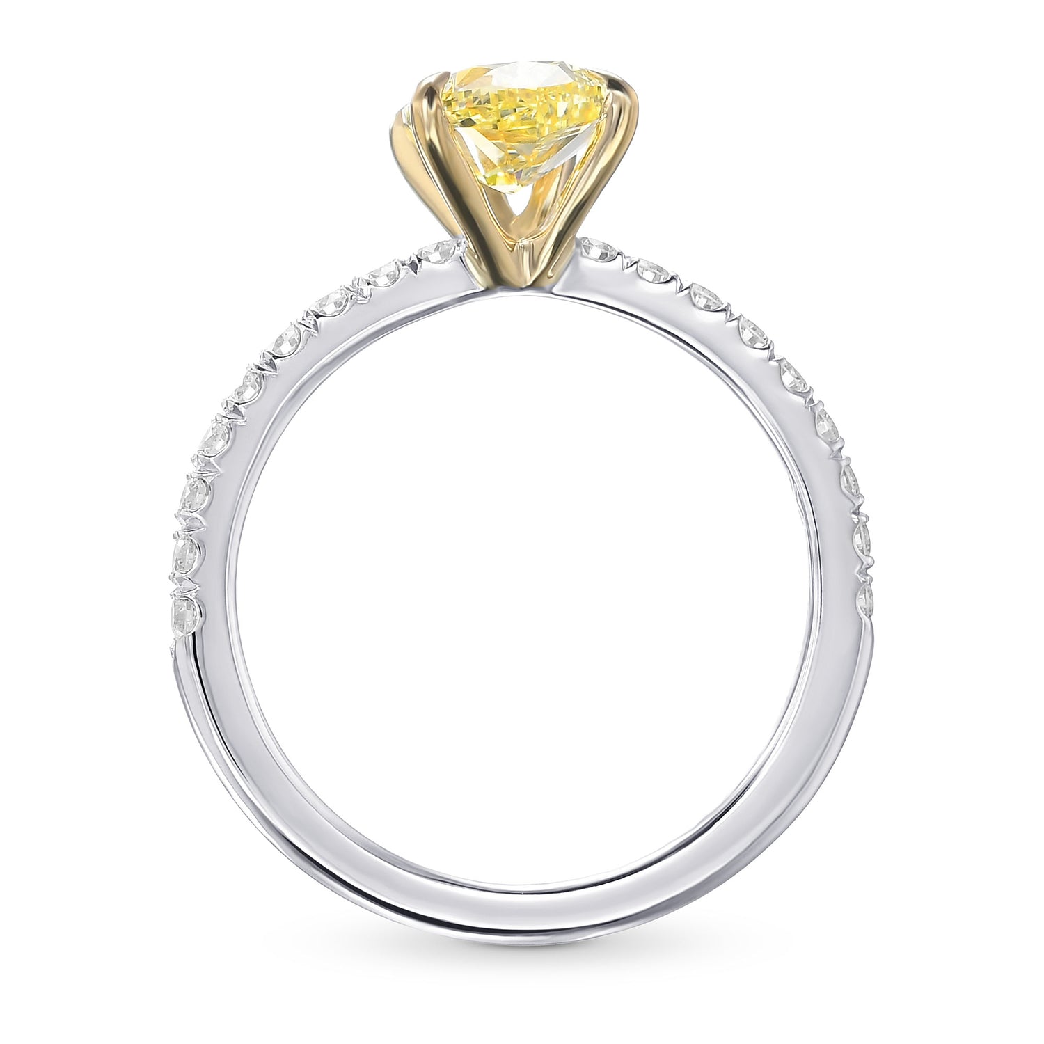 Fancy Yellow Pear Side Stone Diamond Ring