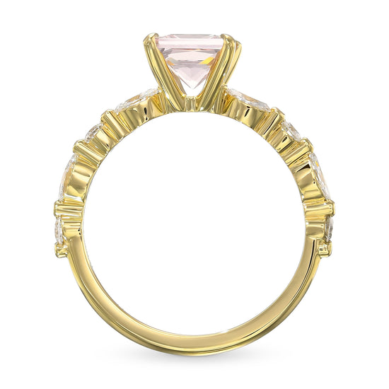 Princess Morganite & Diamond Side Stone Ring