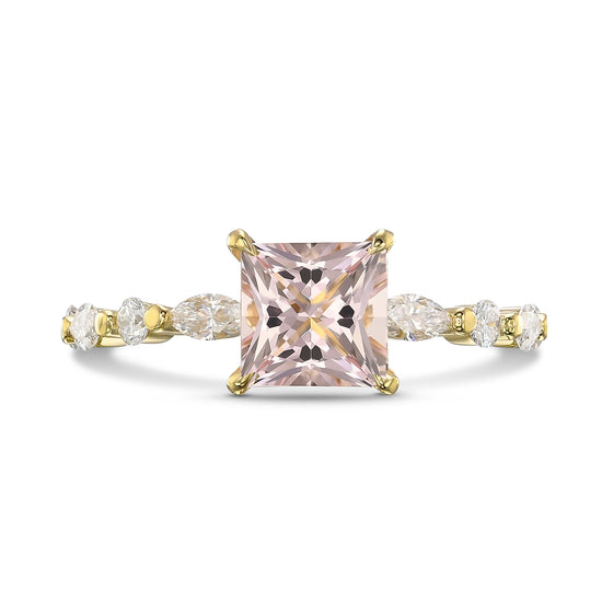 Princess Morganite & Diamond Side Stone Ring
