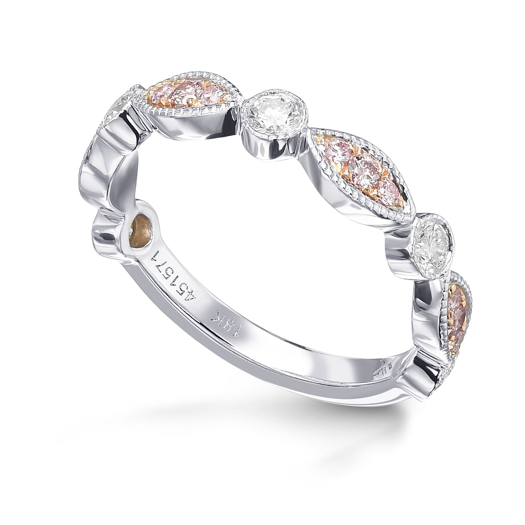 Fancy Pink & White Diamond Designer Band Ring