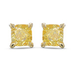 Fancy Intense Yellow Cushion Stud Diamond Earrings