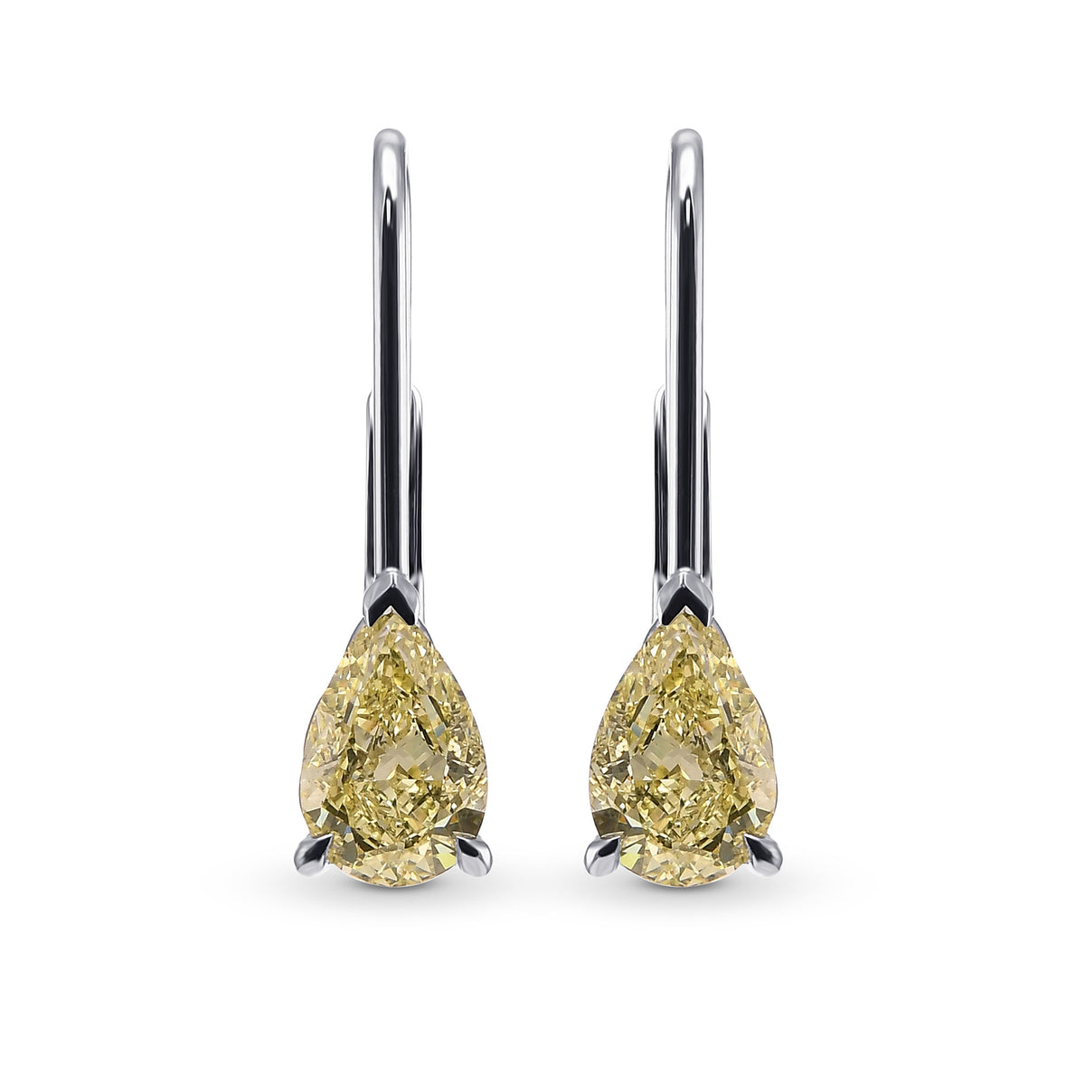 Fancy Light Yellow Pear Diamond Drop Earrings