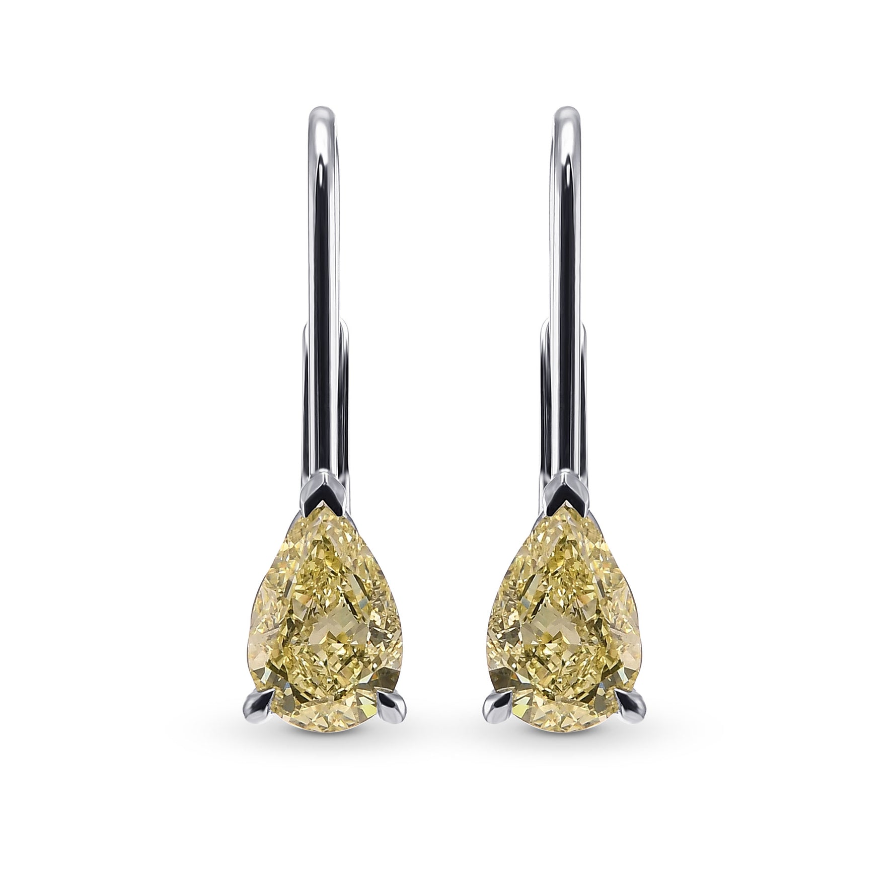 Fancy Light Yellow Pear Diamond Drop Earrings