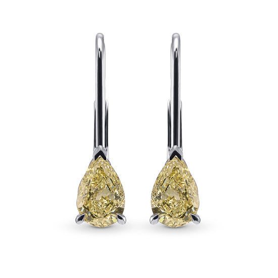 Fancy Light Yellow Pear Diamond Drop Earrings