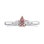 Fancy Pink Pear Three Stone Diamond Ring