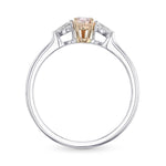 Fancy Pink Pear Three Stone Diamond Ring