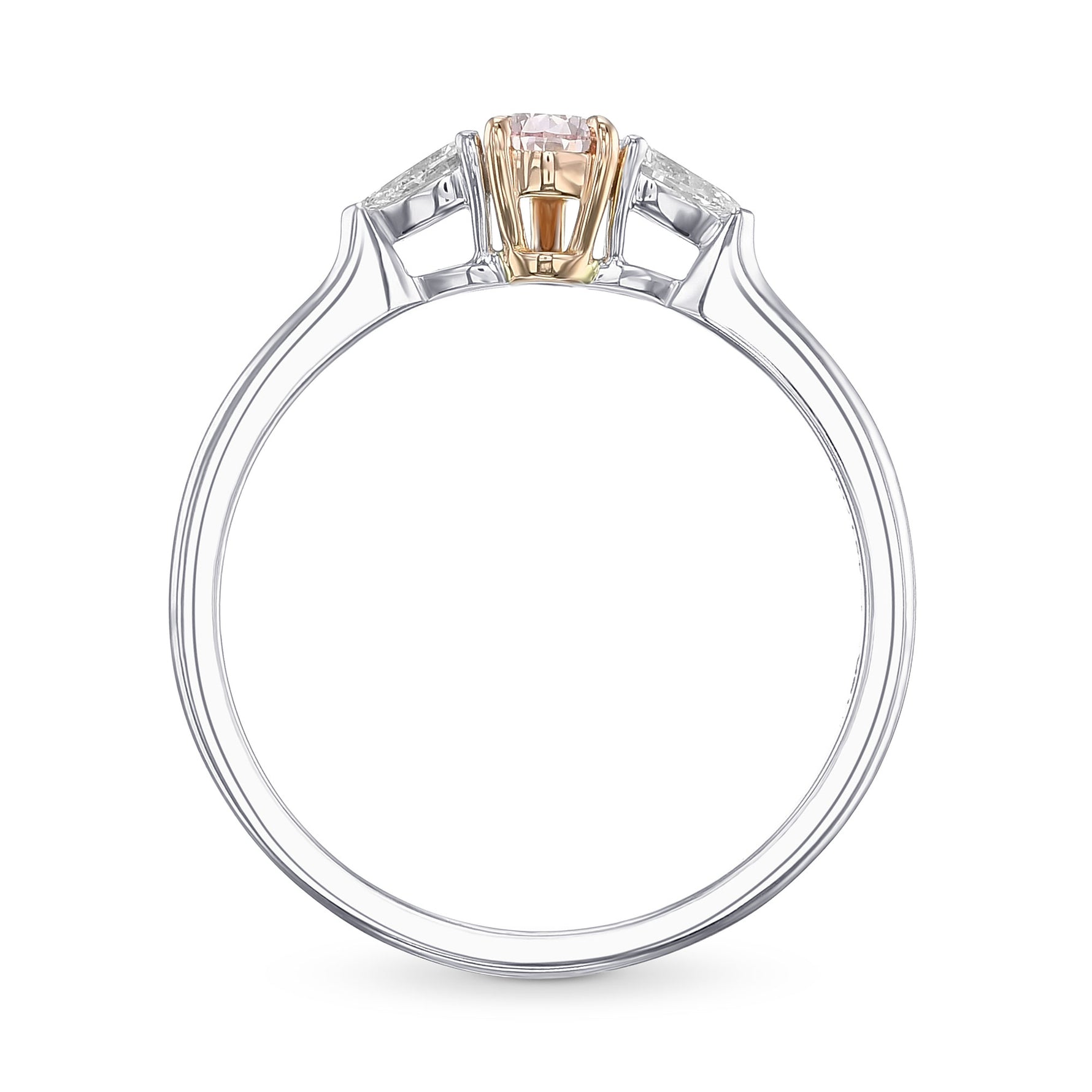 Fancy Pink Pear Three Stone Diamond Ring