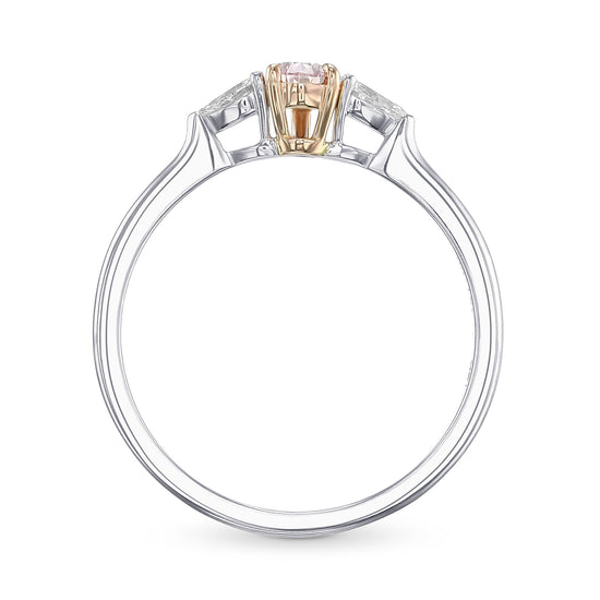 Fancy Pink Pear Three Stone Diamond Ring