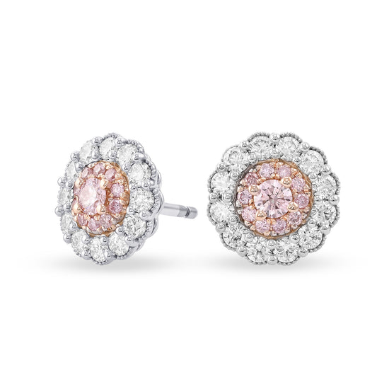 Argyle Fancy Intense Pink Diamond Floral Halo Earrings