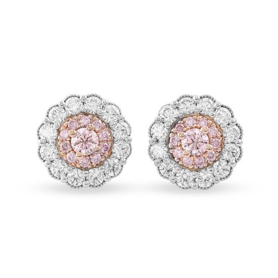Argyle Fancy Intense Pink Diamond Floral Halo Earrings
