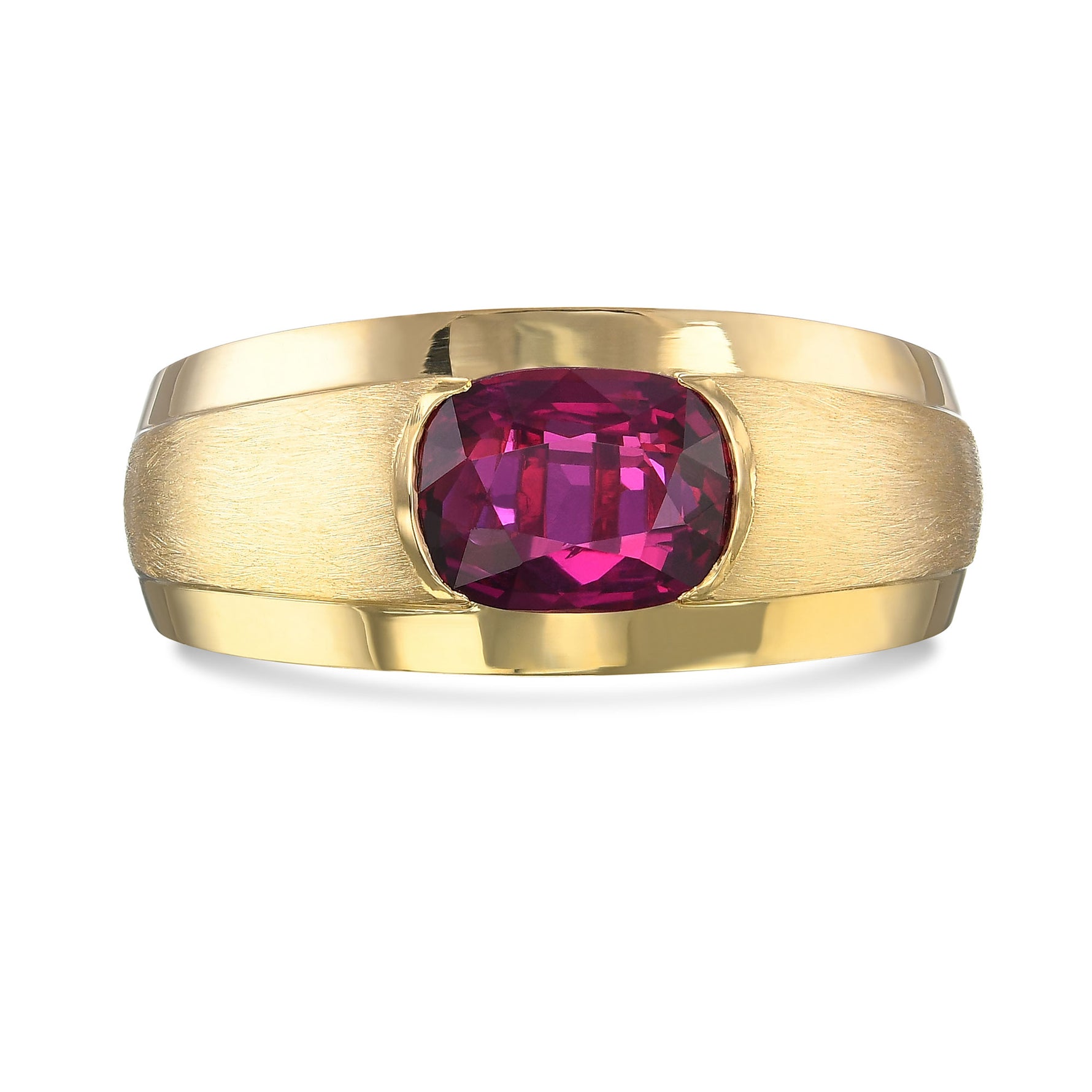 Mozambique Red Ruby Cushion Men's Ring 