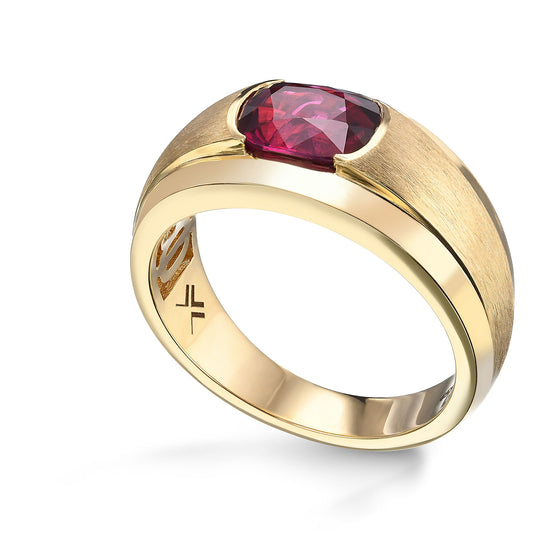 Mozambique Red Ruby Cushion Men's Ring 