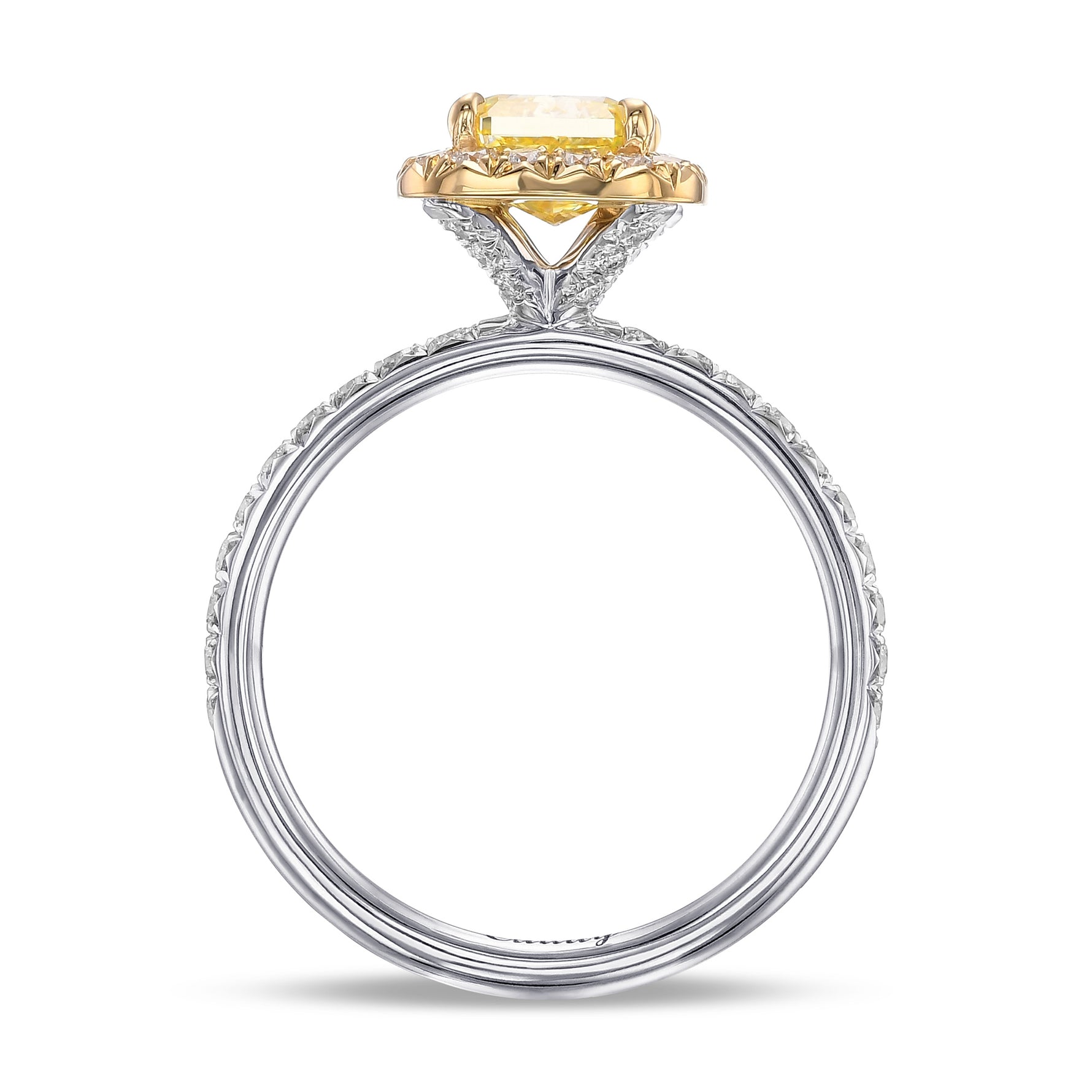 Fancy Intense Yellow Radiant Diamond Halo Ring
