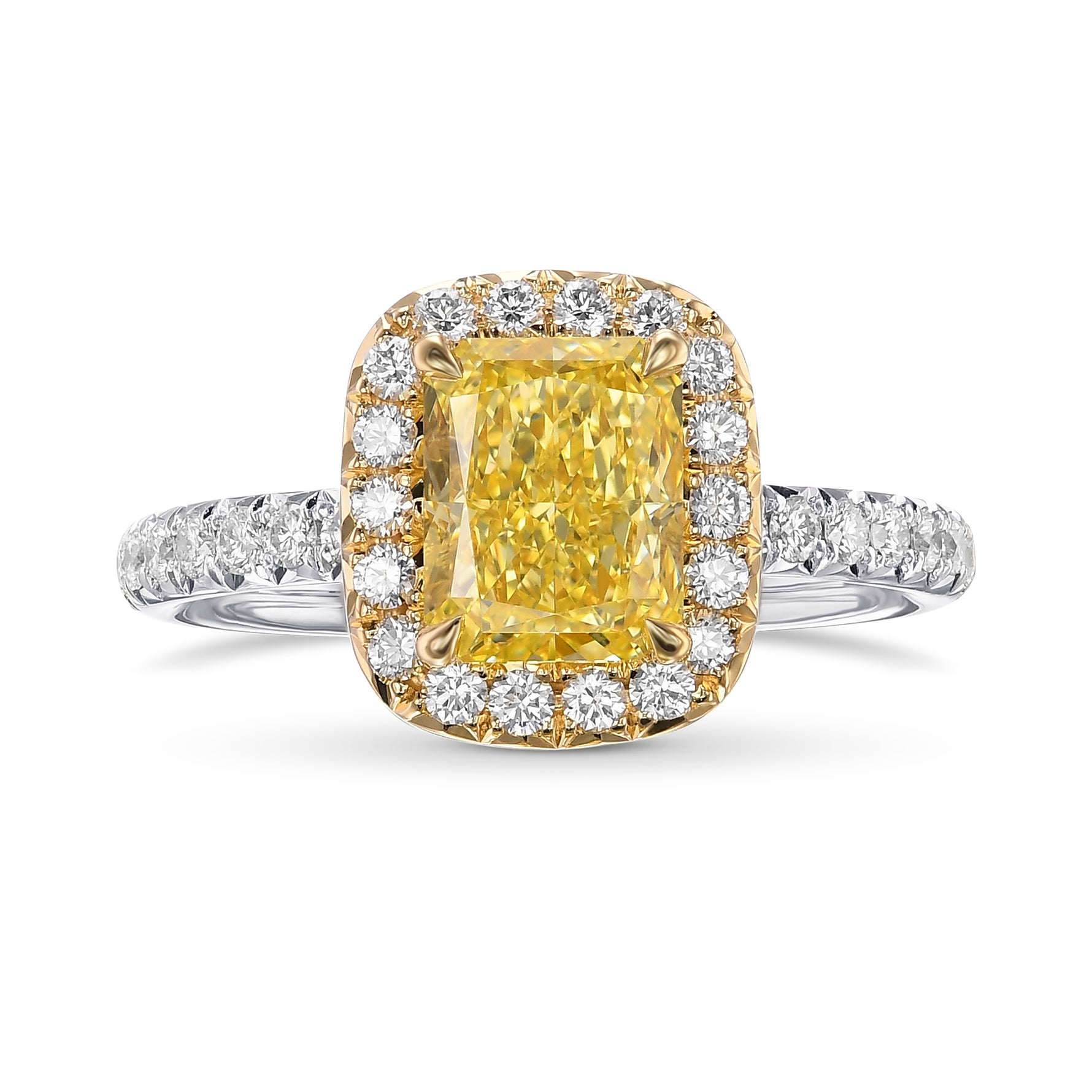 Fancy Intense Yellow Radiant Diamond Halo Ring
