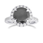Fancy Black Round Halo Engagement & Wedding Rings