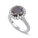 Fancy Black Round Halo Engagement & Wedding Rings