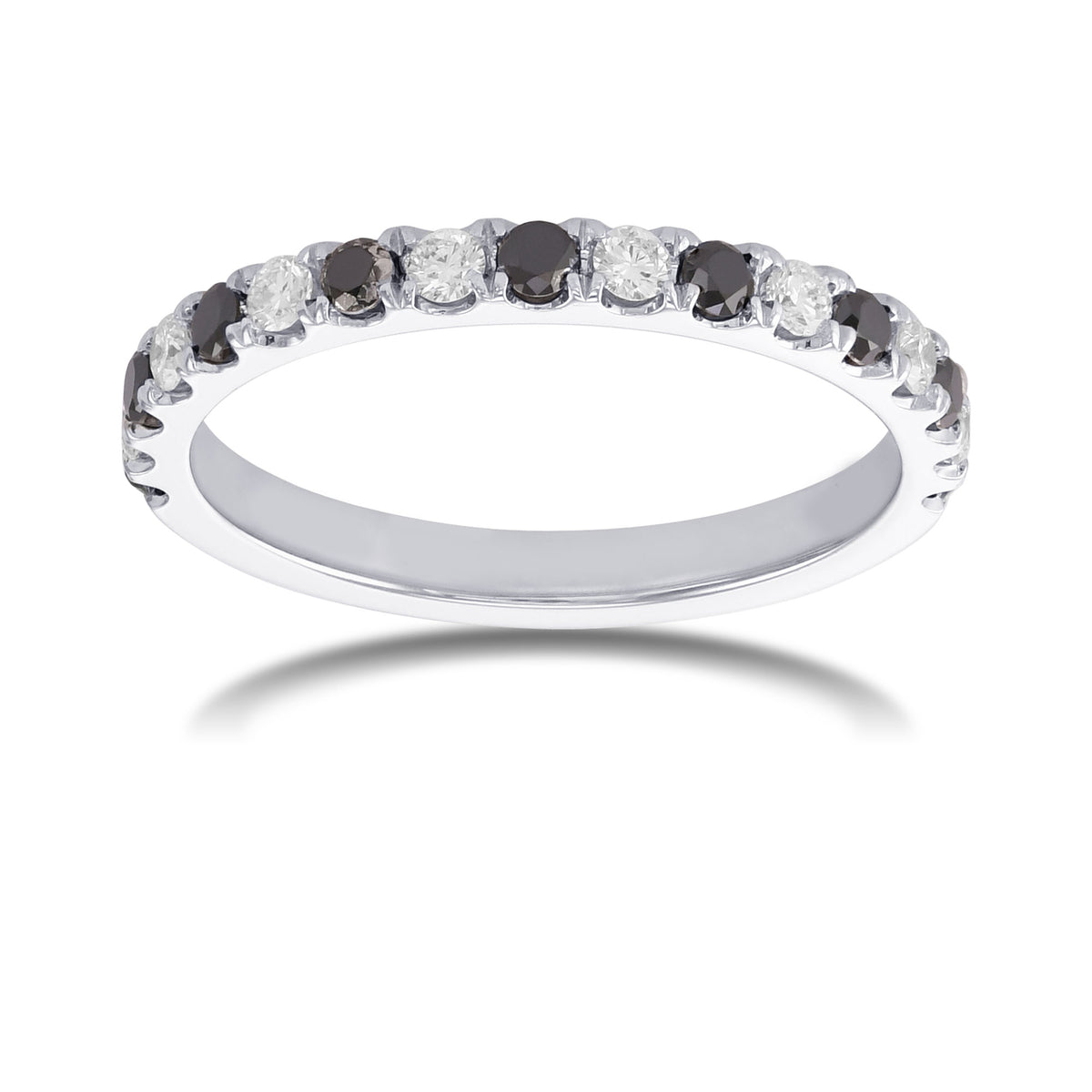 Fancy Black Round Halo Engagement & Wedding Rings