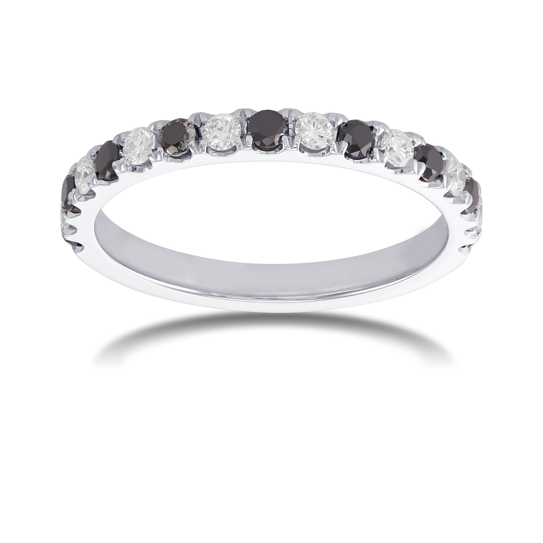 Fancy Black Round Halo Engagement & Wedding Rings