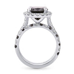 Fancy Black Round Halo Engagement & Wedding Rings