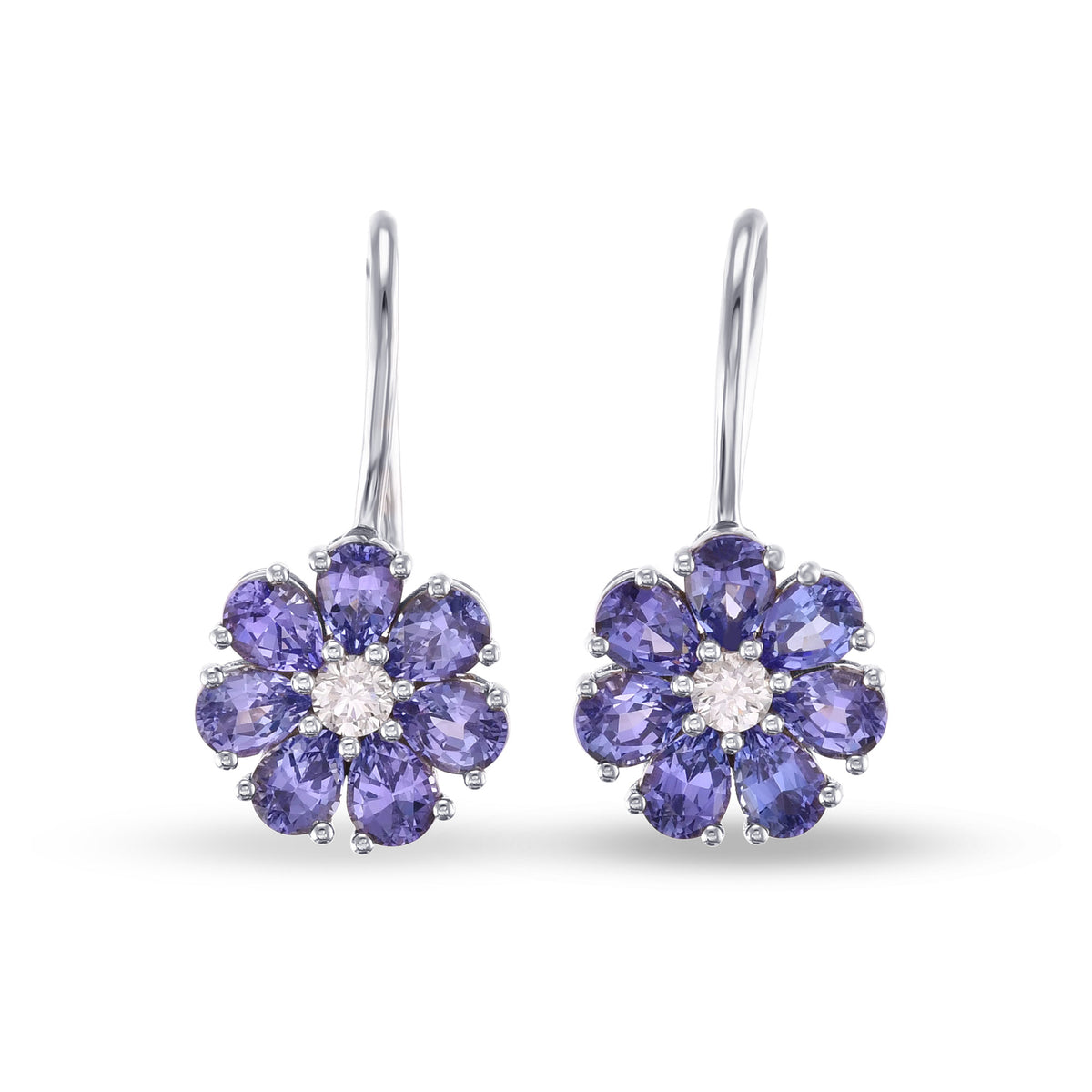 Pear Tanzanite & Diamond Drop Earrings