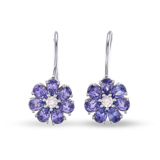 Pear Tanzanite & Diamond Drop Earrings