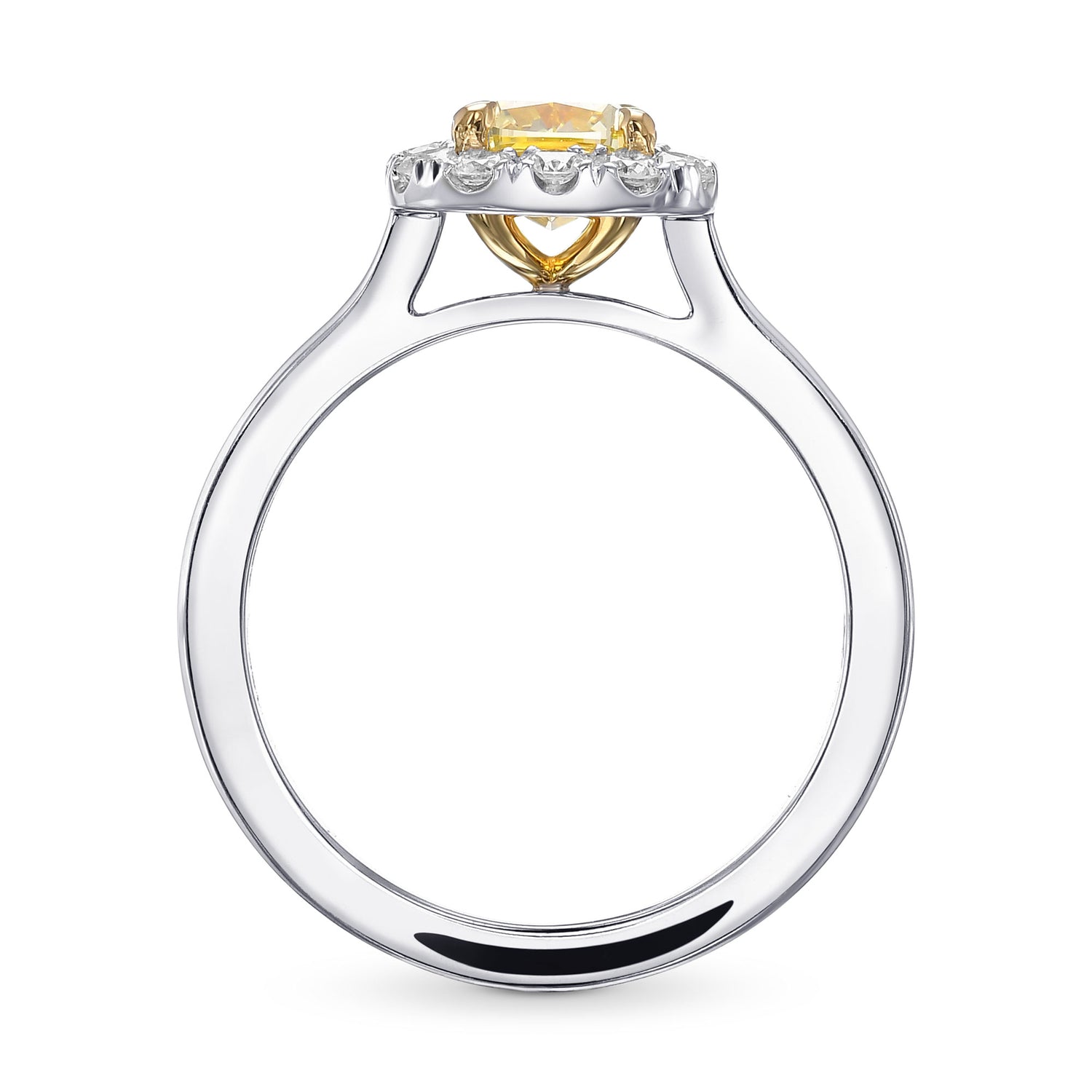 Fancy Yellow Cushion Halo Diamond Ring