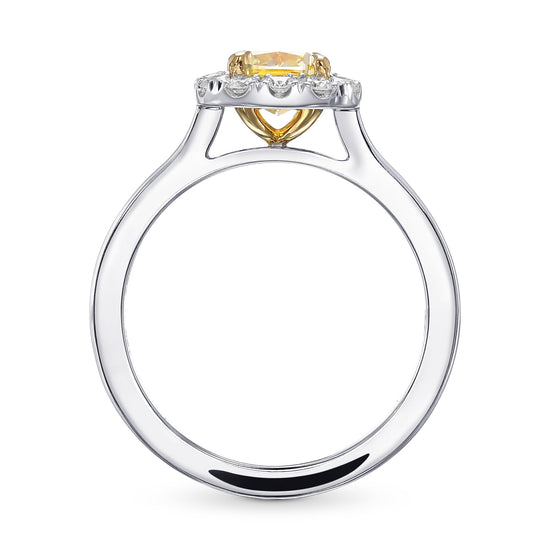 Fancy Yellow Cushion Halo Diamond Ring