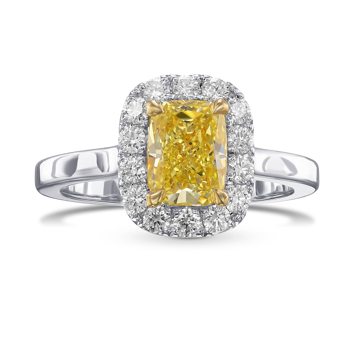 Fancy Yellow Cushion Halo Diamond Ring
