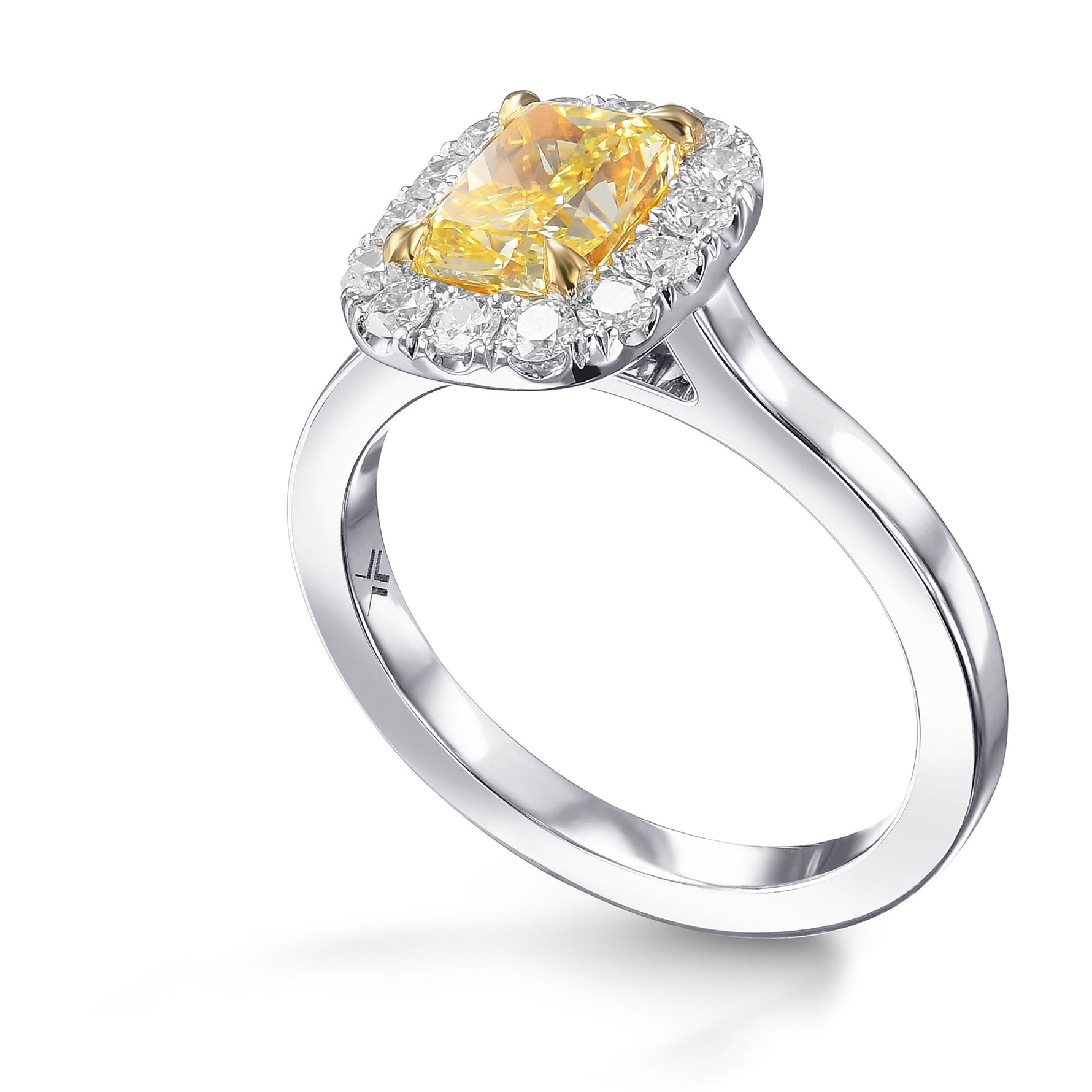 Fancy Yellow Cushion Halo Diamond Ring