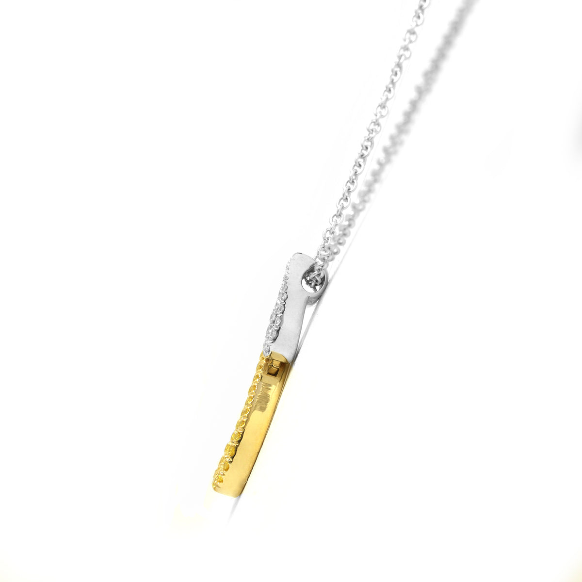 Fancy Vivid Yellow & White Pave Diamond Teardrop  Pendant