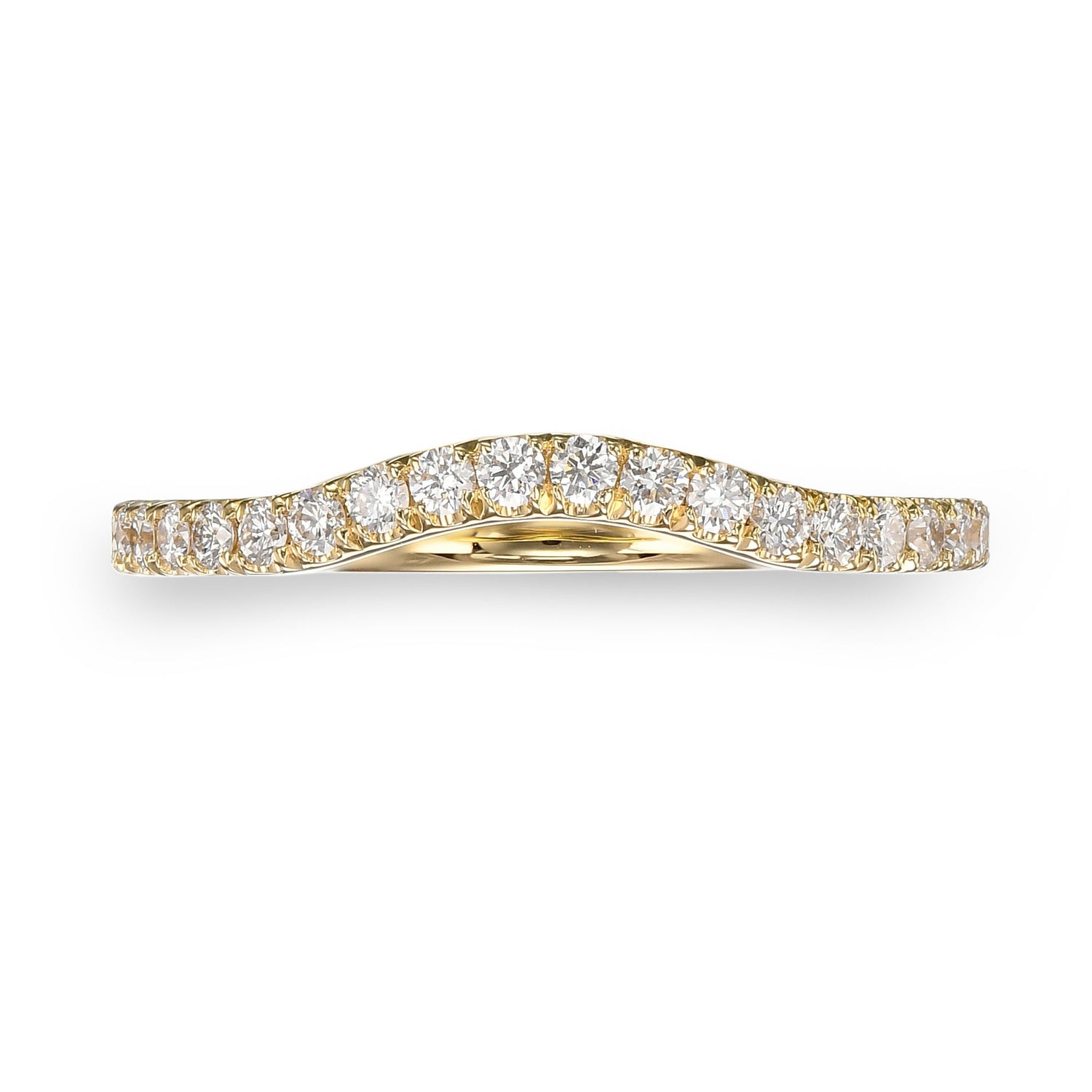 Contoured Half Eternity Diamond Wedding Band 