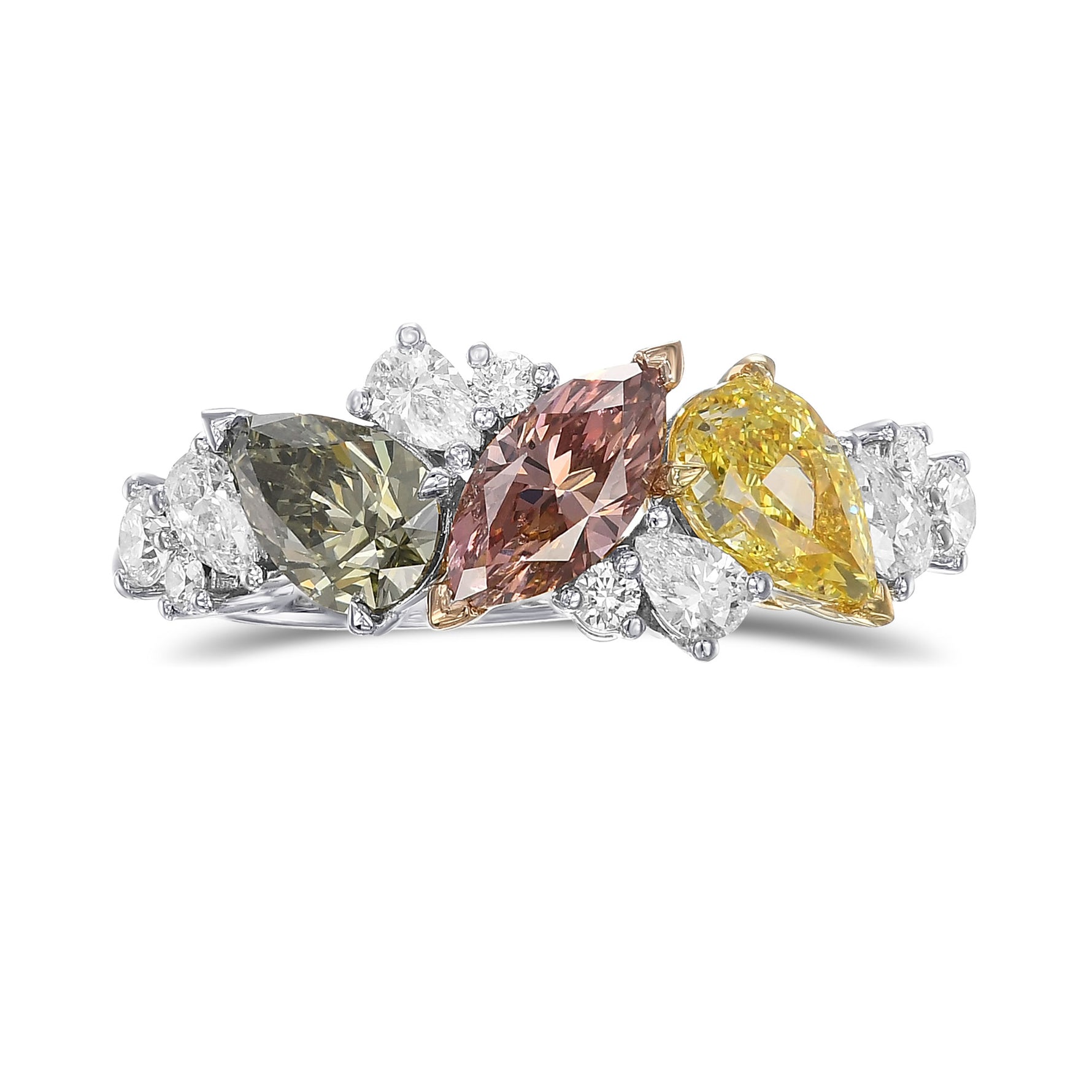 Multi Color Diamond Cluster Couture Ring