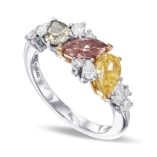 Multi Color Diamond Cluster Couture Ring