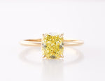Fancy Intense Yellow Cushion Solitaire Diamond Ring